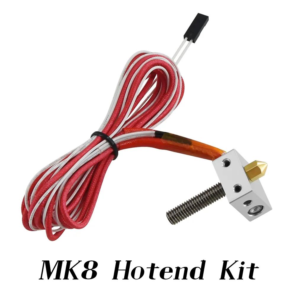 MK8 핫 엔드 키트 12V40W MK8 압출기 단거리 직접 핫 헤드 1.75mm/0.4mm 3D 프린터 용 인후 히터 블록 노즐 Anet A2 A8